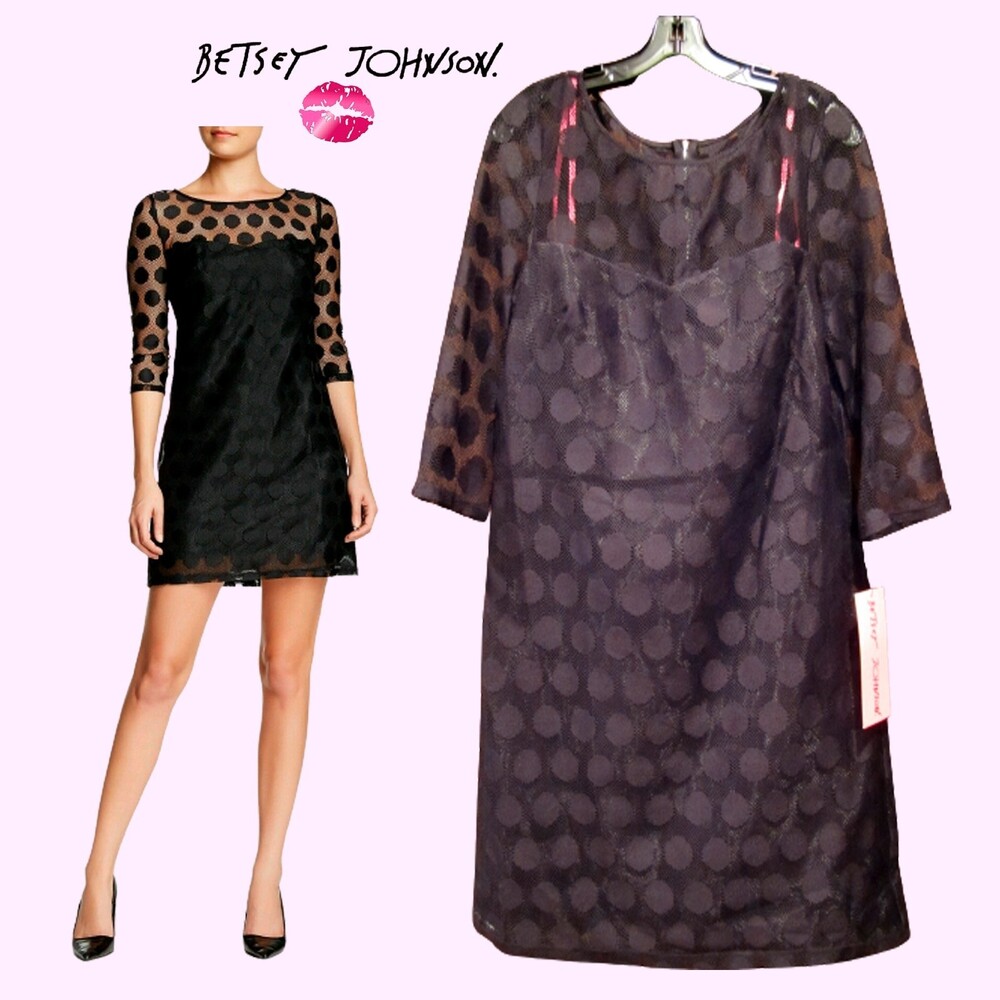 BETSEY JOHNSON NEW Old Money Polka Dot Sheer Mesh-Dress 10